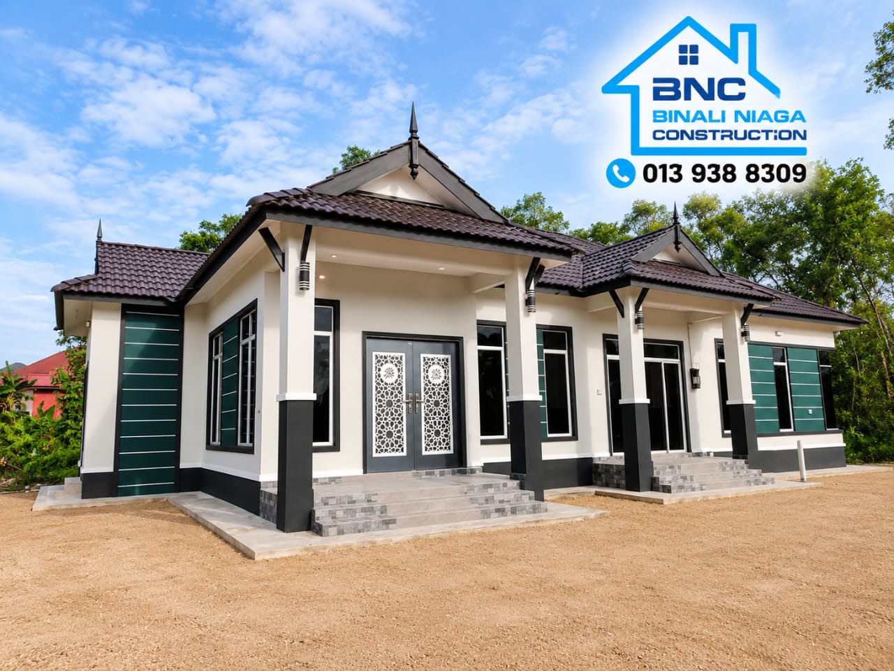 Fasad rumah kediaman siap dibina Binali