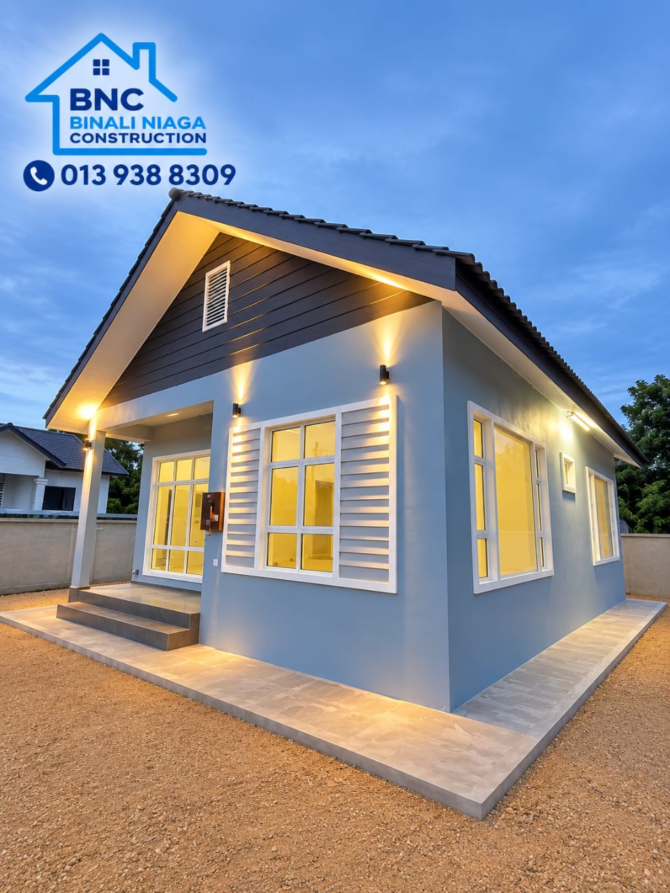 Rumah dengan lampu luaran
